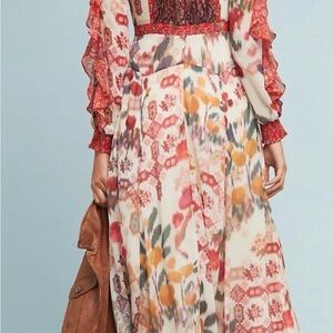 Anthroloologie Classic Chic Floral Long Sleeve Dress